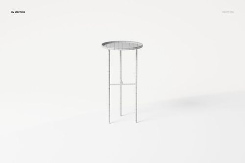 Minimalist side table with a round tray top and slender legs, shown in a front view on a white background.