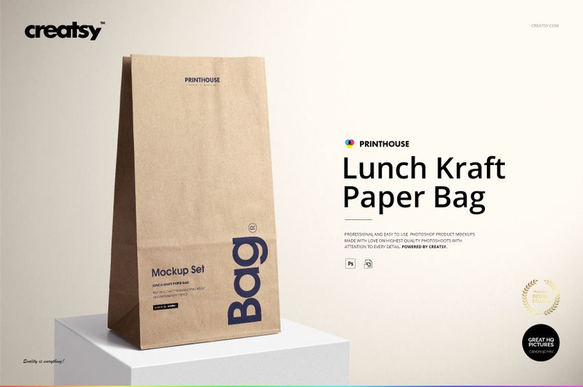 Lunch Kraft Paper Bag Mockup Set - mockup screenshot 1