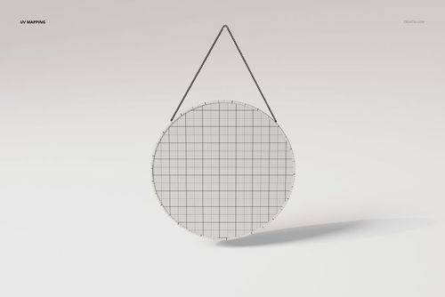 Round wall mirror with a thin hanging chain, displayed from the front against a plain light background.