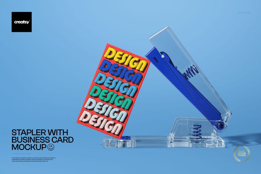 Stapler with Business Card Mockup - mockup screenshot 1