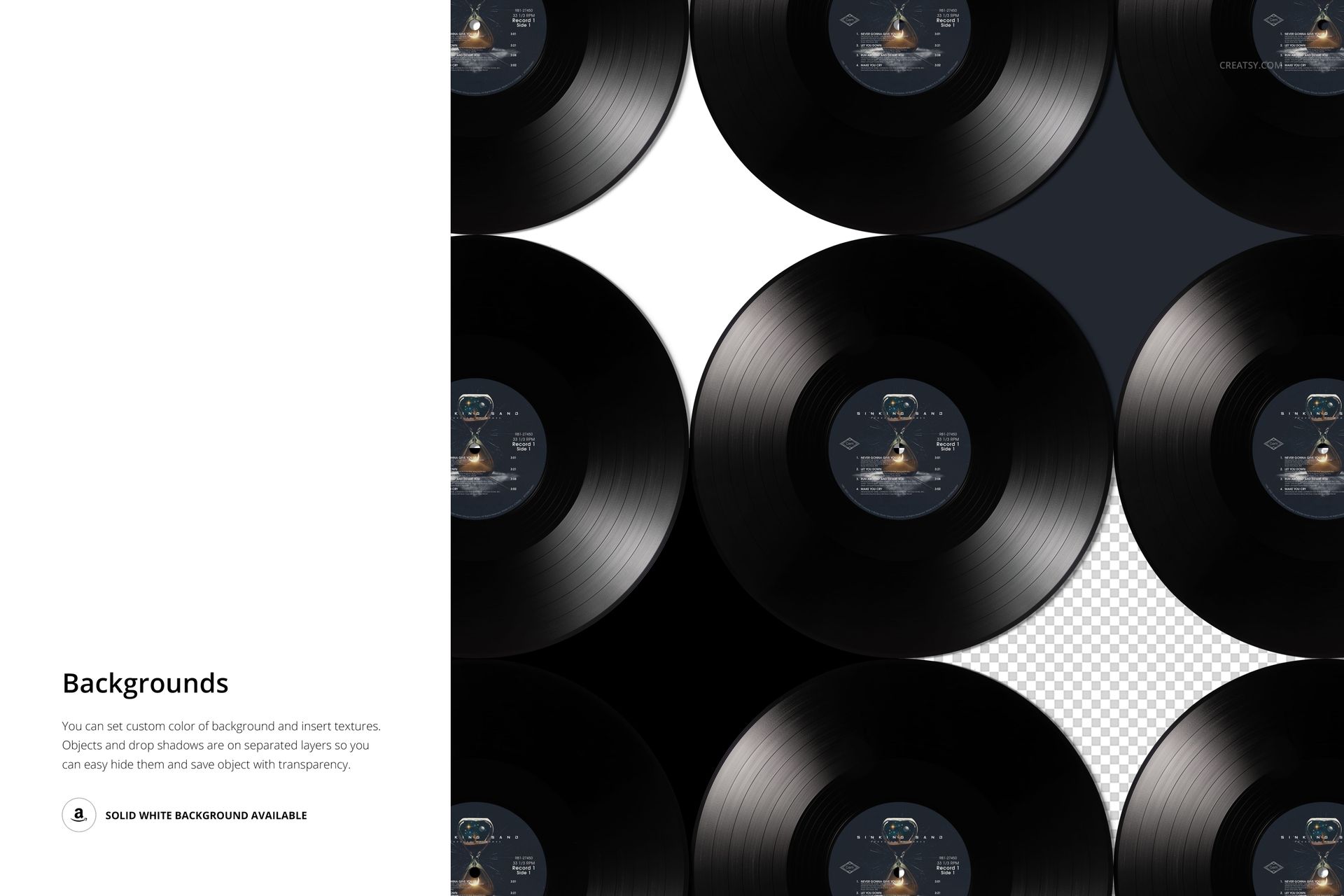 Group of Black Vinyl Records Mockup - mockup screenshot 3