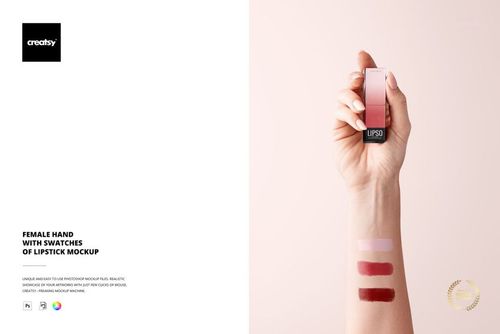 Female Hand with Swatches of Lipstick Mockup - mockup preview 1
