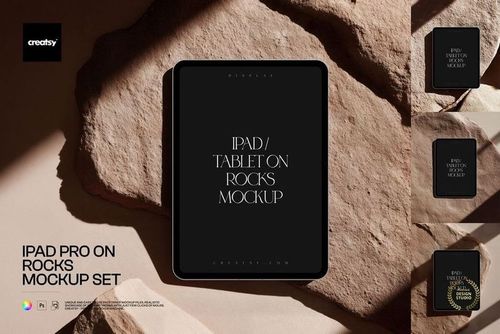 iPad Pro on Rocks Mockup Set - mockup preview 1