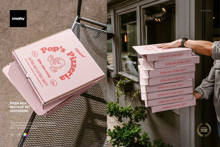 Pizza Box Mockup Set (outdoor) - mockup screenshot 1