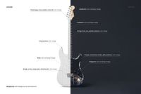 Electric guitar mockup shown in split view, left side in light gray tones and right side in dark colors, front perspective.