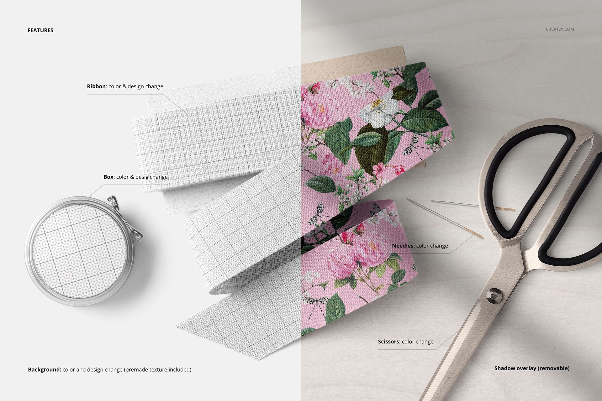 Sewing Kit and Cotton Ribbon Mockup - mockup screenshot 3