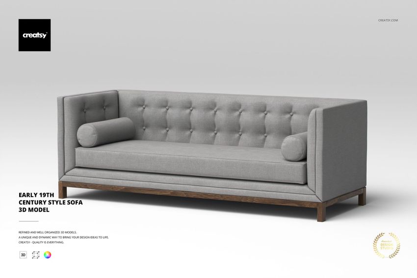 Early 19th Century Style Sofa 3D Model - mockup screenshot 1