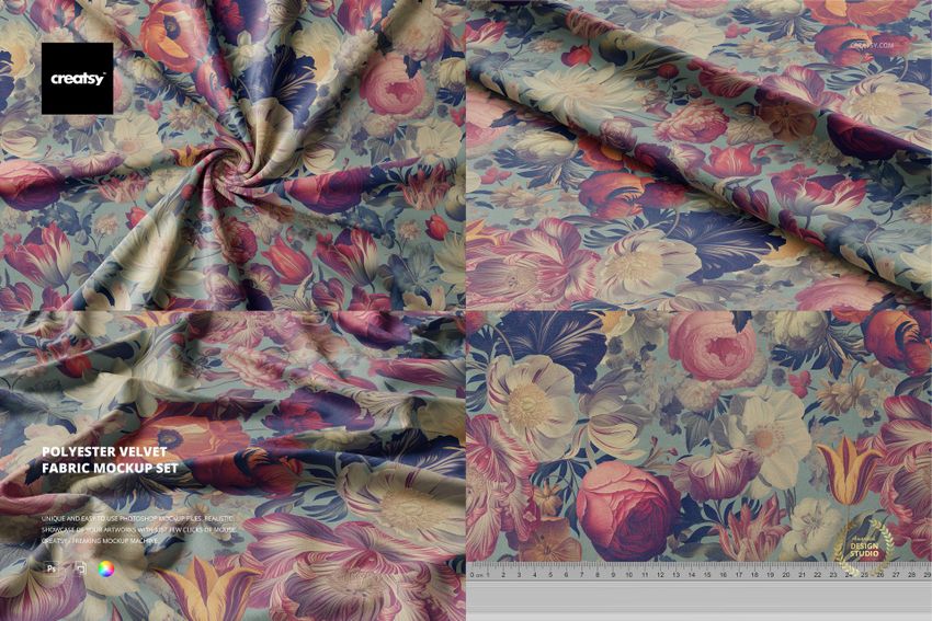 Polyester Velvet Fabric Mockup Set - mockup screenshot 1