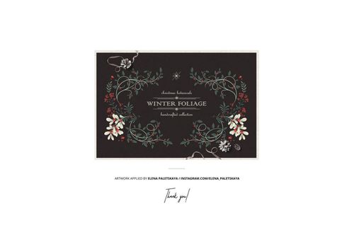 Rectangular jersey fabric mockup featuring a winter foliage pattern with white, red, and green botanical elements on a dark background.