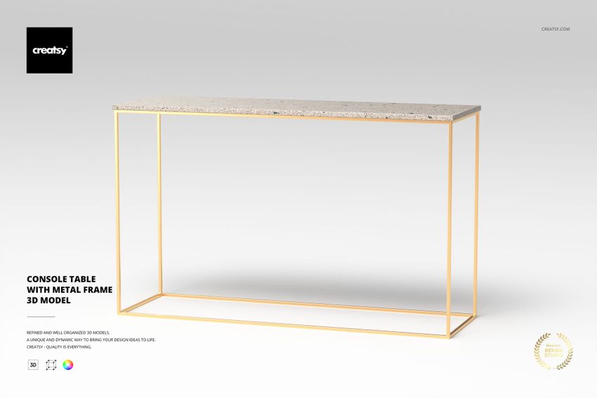 Console Table with Metal Frame 3D Model - mockup screenshot 1