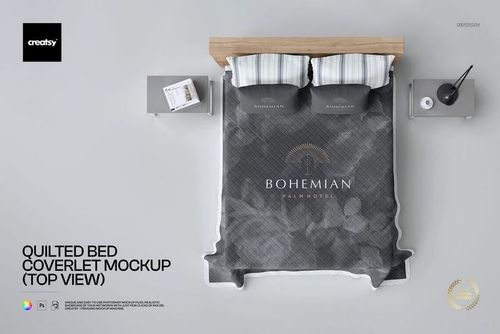 Quilted Bed Coverlet Mockup (top view) - mockup preview 1