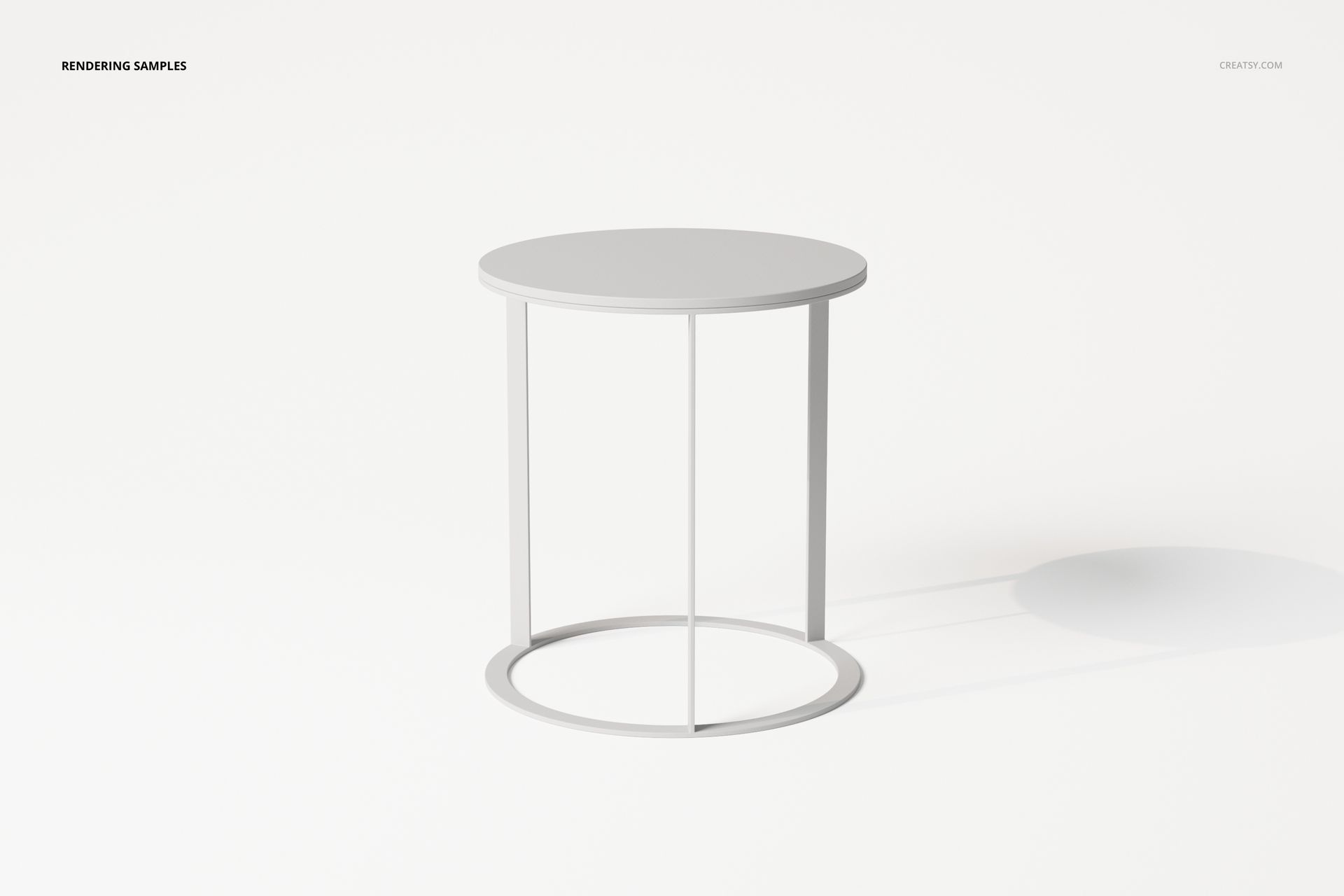 Round modern coffee table with a minimalist design, light gray color, shown from a front angle on a white background.