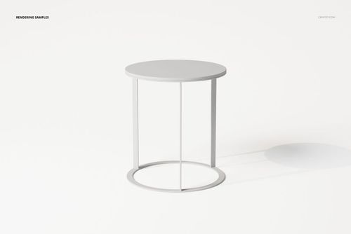 Round modern coffee table with a minimalist design, light gray color, shown from a front angle on a white background.