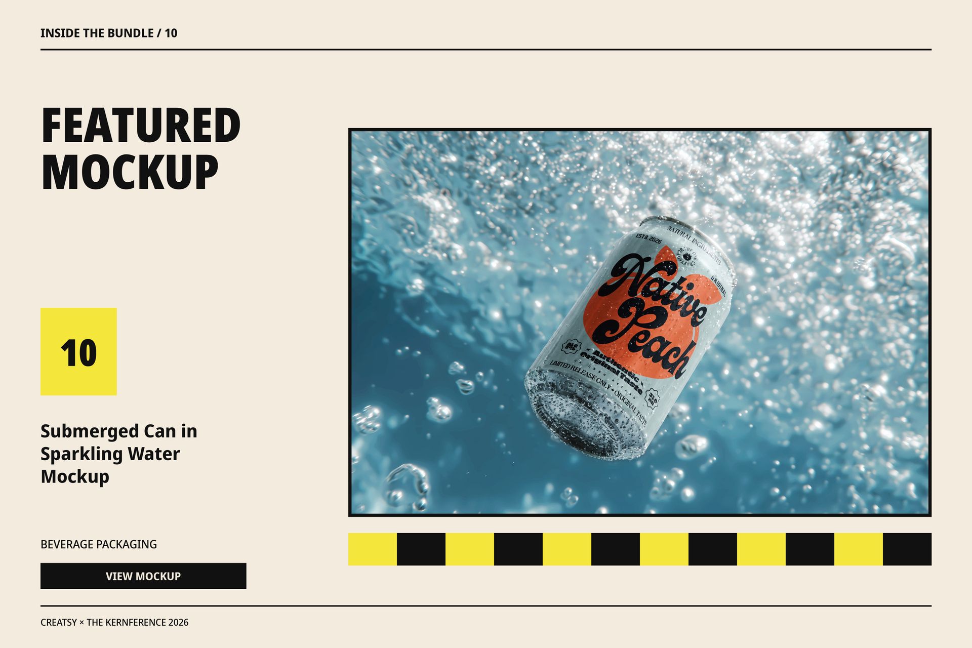 Submerged Can in Sparkling Water Mockup