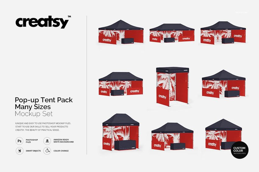 Pop Up Tent Pack Many Sizes Mockup - mockup screenshot 1