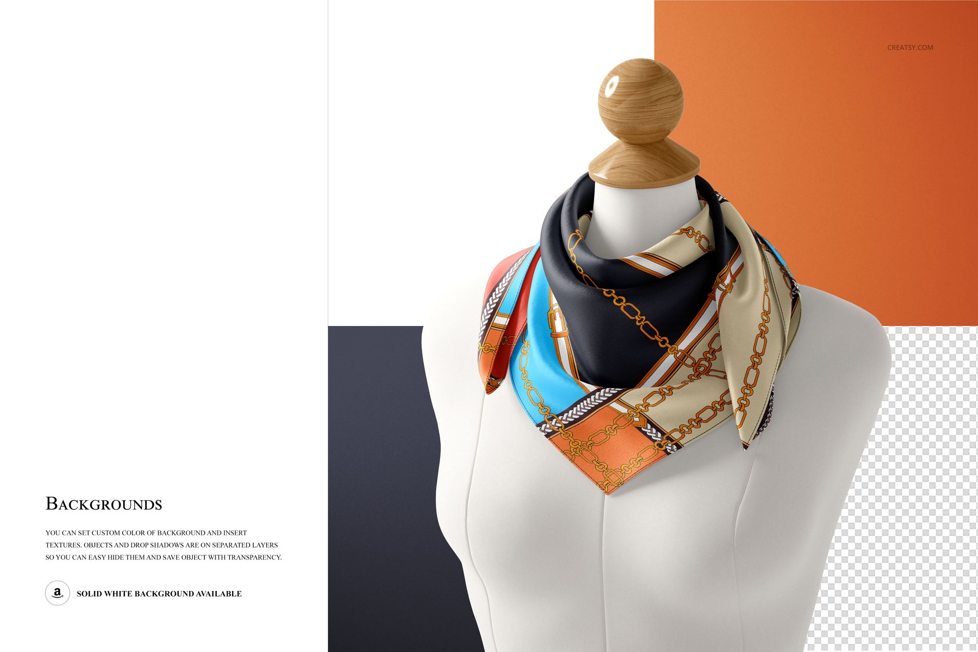 Mannequin Torso Wrapped Silk Scarf Mockup - mockup screenshot 4