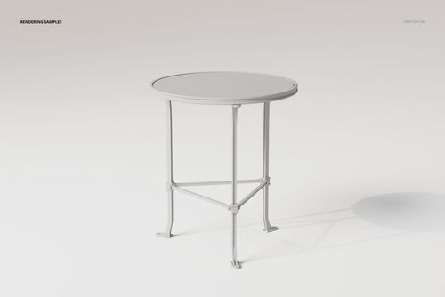 Round metal accent table with a mirror top, shown from a front angle against a plain light background.