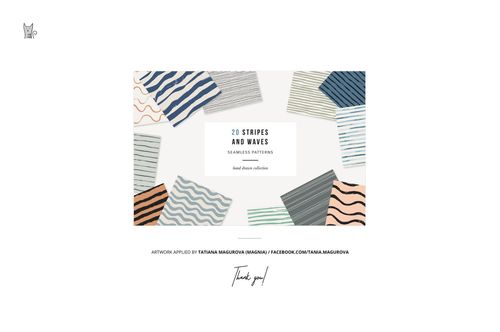 Fabric swatches mockup set displaying different seamless stripe and wave patterns, laid out on a neutral surface.