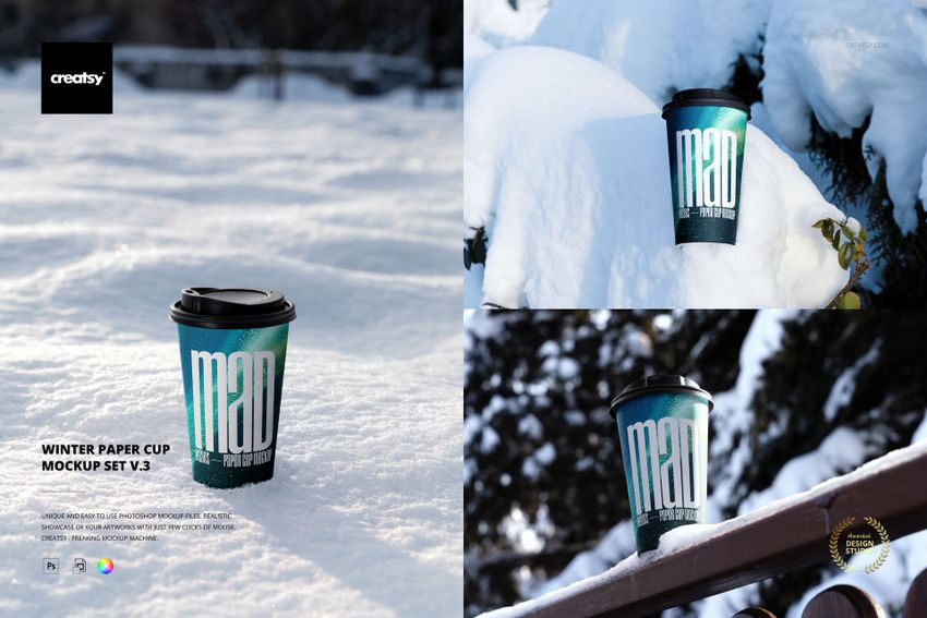 Winter Paper Cup Mockup Set v.3 - mockup screenshot 1