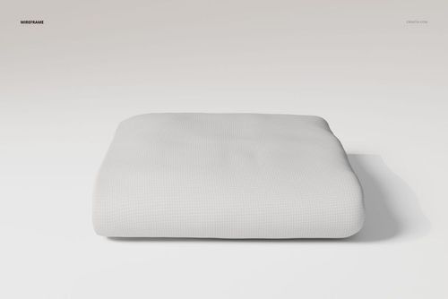 Folded bedsheet with a subtle grid texture, shown from a front view on a plain white background.