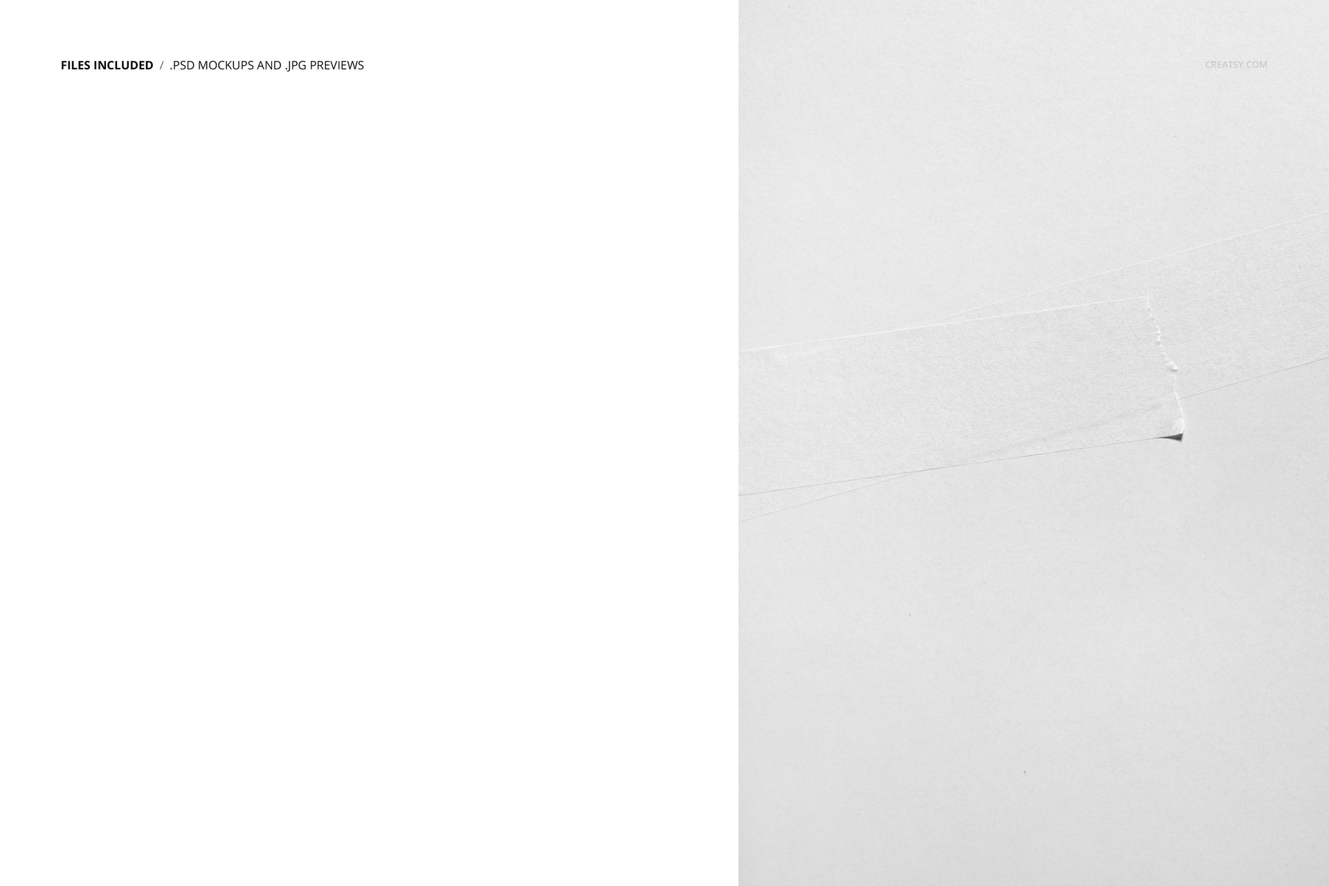 Close-up of a white paper tape piece on a clean, pale background, featured in a packaging PSD mockup.