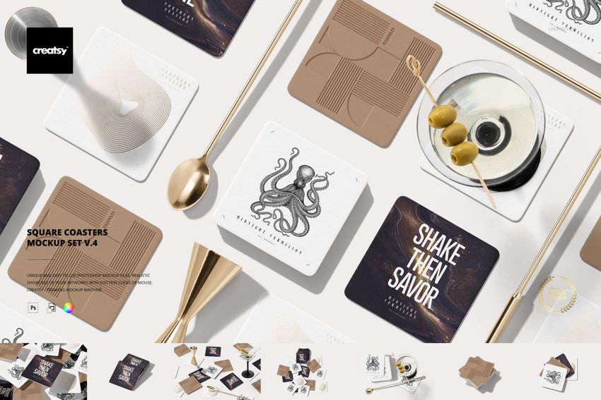Square Coasters Mockup Set v.4 - mockup screenshot 1