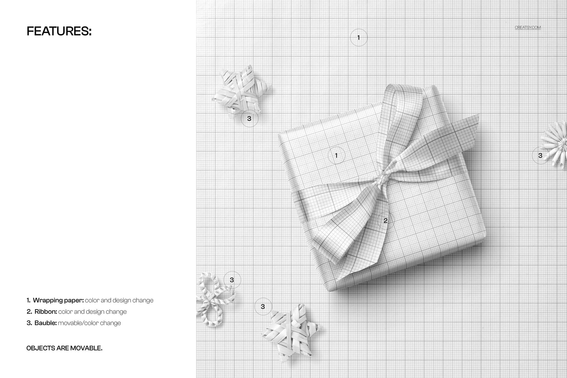 Square Gift on Wrapping Paper Mockup - mockup screenshot 3