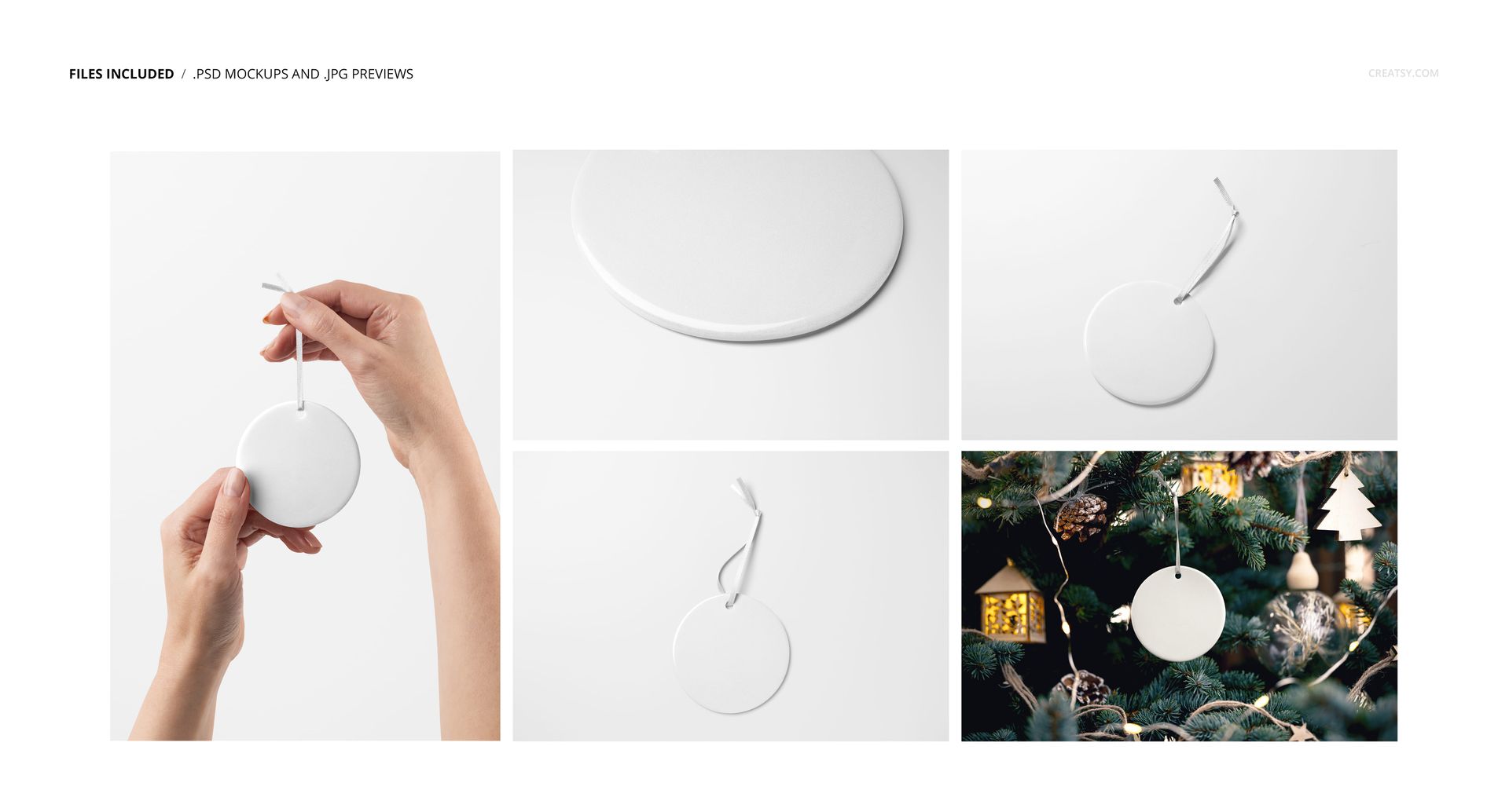 Contrado Round Shape Ceramic Christmas Ornament Mockup Set - mockup screenshot 2