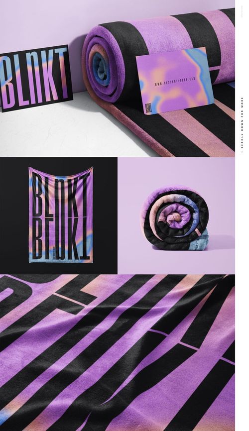 Fleece blanket mockup bundle featuring rolled and folded blankets with purple and black striped patterns on a light surface.