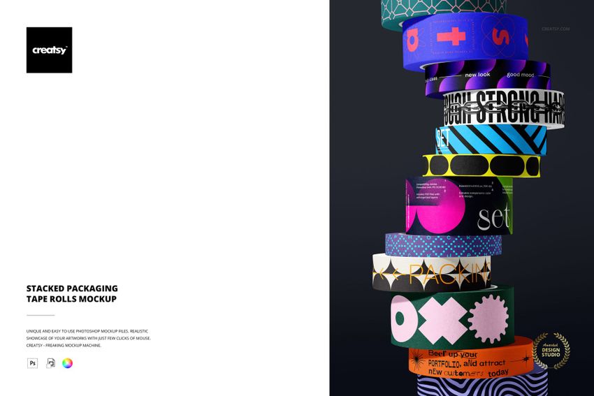 Stacked Packaging Tape Rolls Mockup - mockup screenshot 1