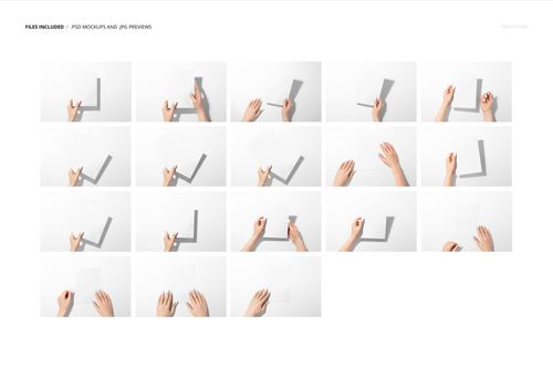 Set of greeting card mockups showing women's hands holding blank cards and envelopes on a white background from a top view.