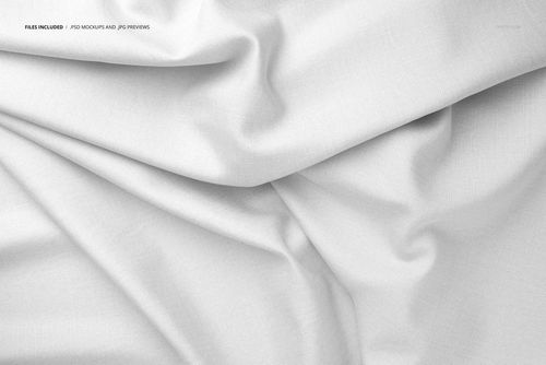 White creased fabric displayed in a top view with visible folds and subtle texture, suitable for mockup use.