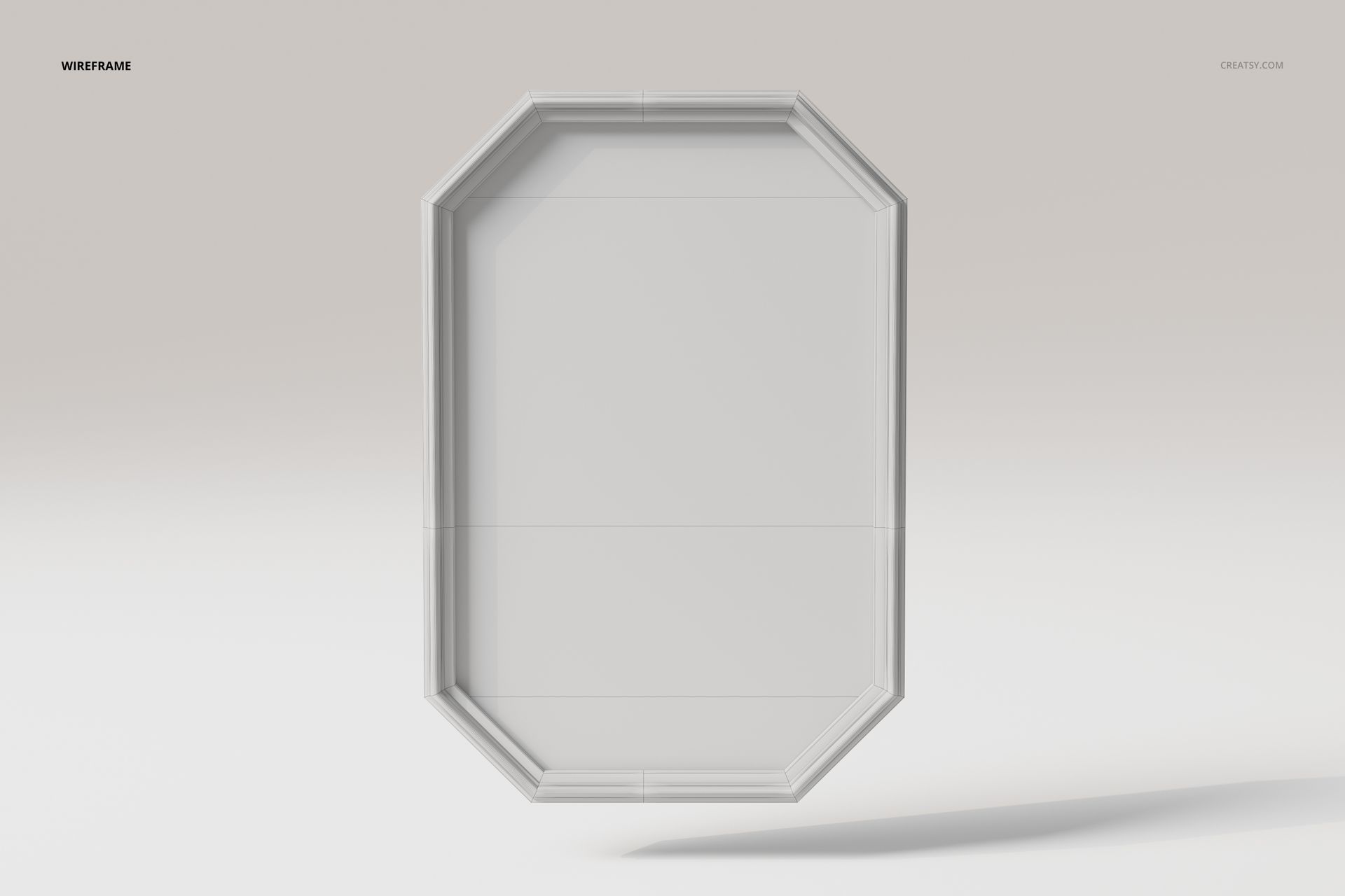 Octagonal frame mirror with a geometric shape, shown in a front view on a plain light background.