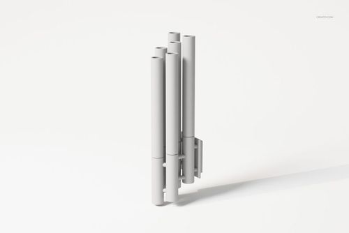 Modern wall light with cylindrical tube shapes in matte white, shown in a front view against a plain background.