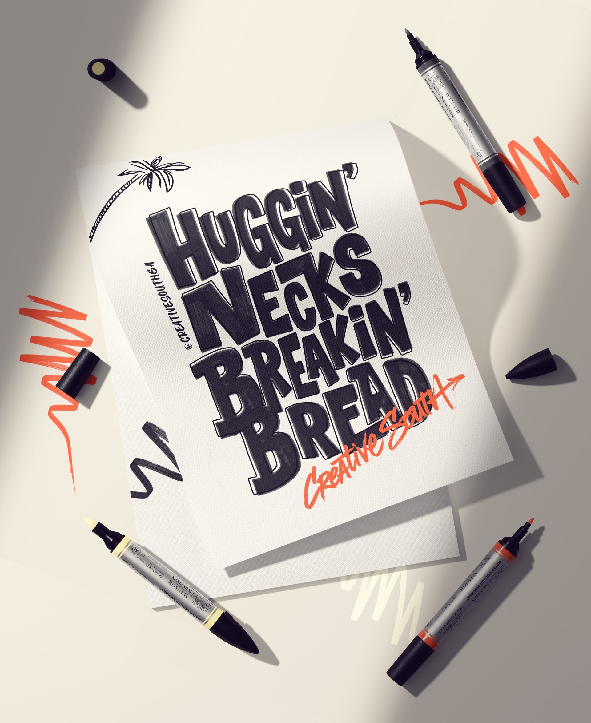 Linen Canvas Paper Pad and Markers Mockup by Creatsy®
