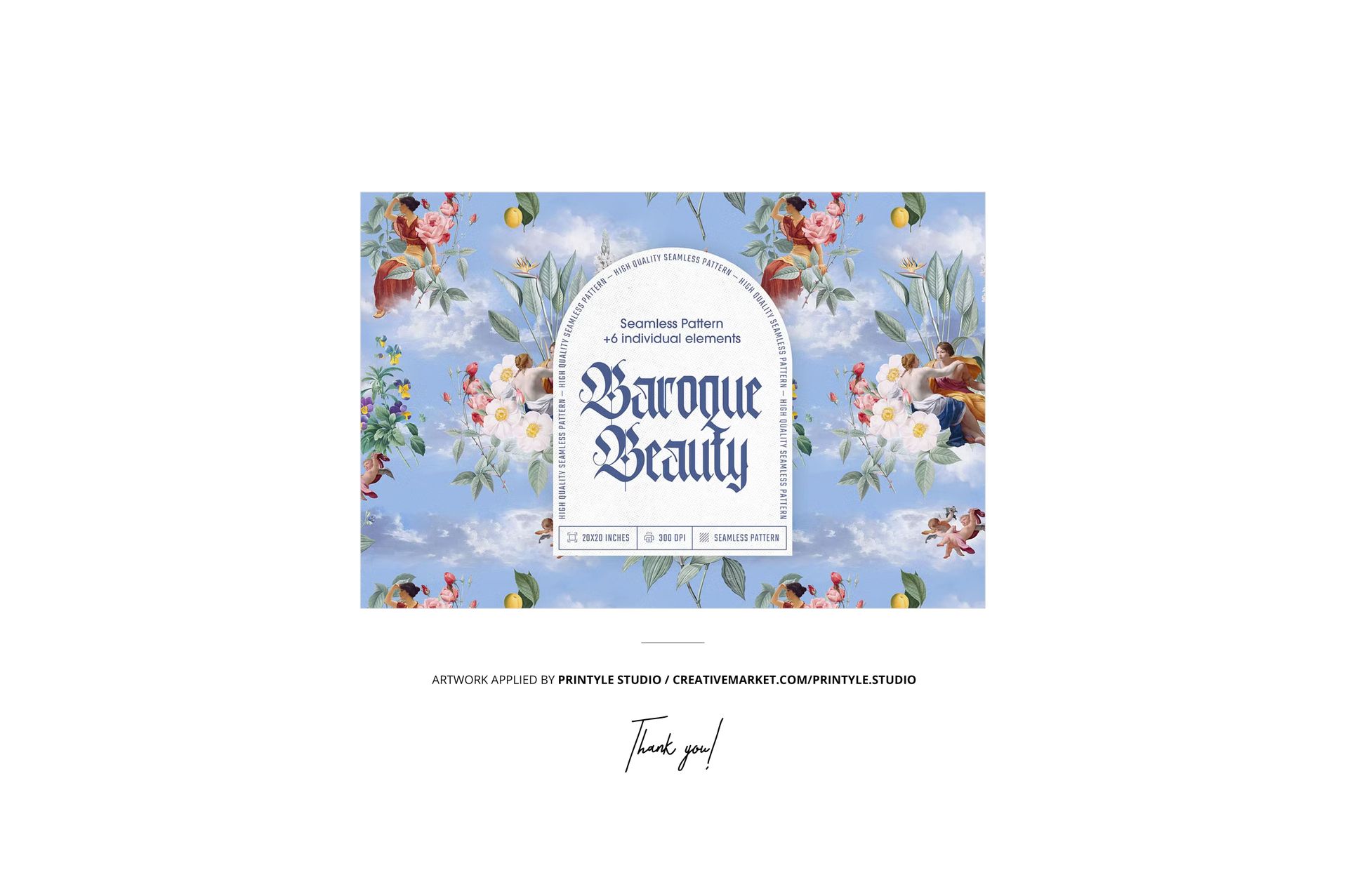 Easter egg mockup with a decorative ribbon and box, shown on a light blue background with floral accents.