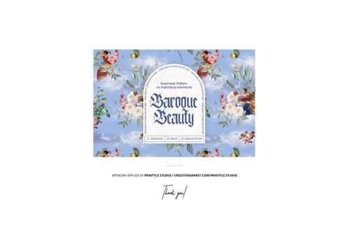 Easter egg mockup with a decorative ribbon and box, shown on a light blue background with floral accents.