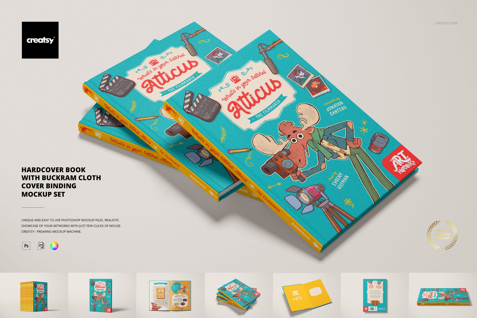 Hardcover Book with Buckram Cloth Cover Binding Mockup Set | Creatsy®