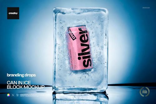 Can in Ice Block Mockup - mockup preview 1