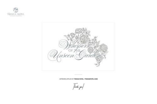 Top view of cotton fabric mockup featuring an intricate floral line art and elegant script text design.
