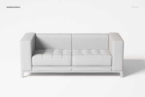 Modern modular sofa with tufted seat cushions in light gray, shown from a front view on a plain white background.