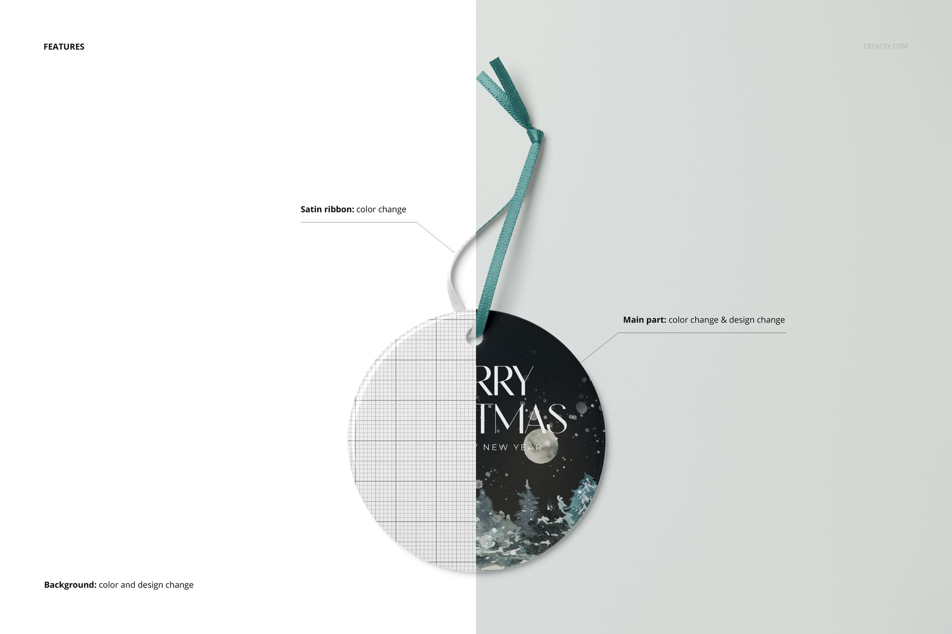 Contrado Round Shape Ceramic Christmas Ornament Mockup Set - mockup screenshot 3