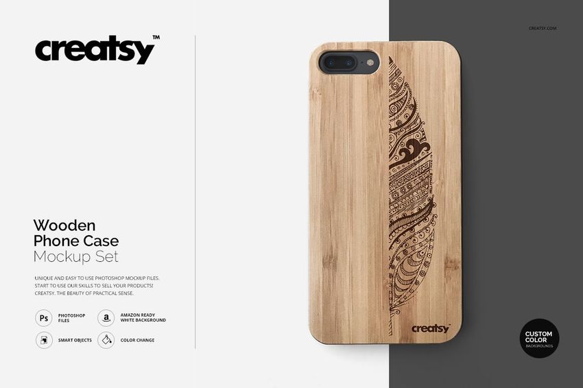 Wooden Phone Case Mockup Set - mockup screenshot 1