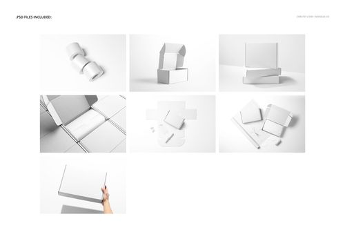 Noissue Mailing Box mockup set featuring plain white mailers arranged in different perspectives and layouts.