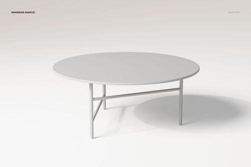 Round coffee table with a smooth marble top and minimalist metal legs, shown from a front angle on a light background.