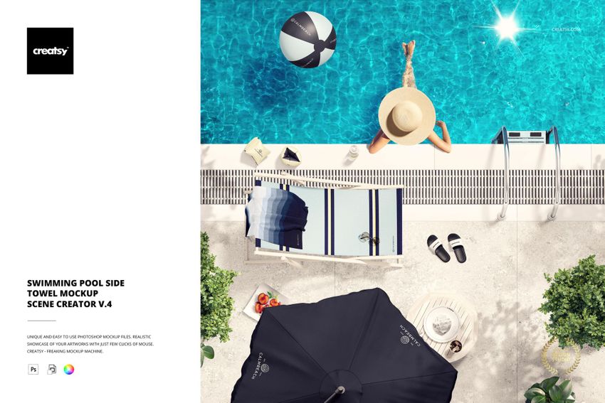 Swimming Pool Side Towel Mockup Scene Creator v.4 - mockup screenshot 1
