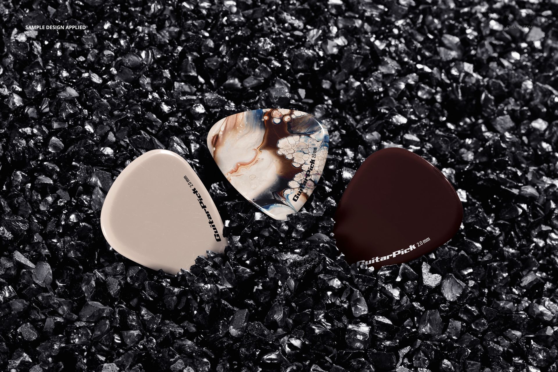 Guitar Pick on Black Gravel Mockup Set - mockup screenshot 3