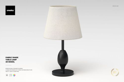 Fabric Shade Table Lamp 3D Model - mockup preview 1