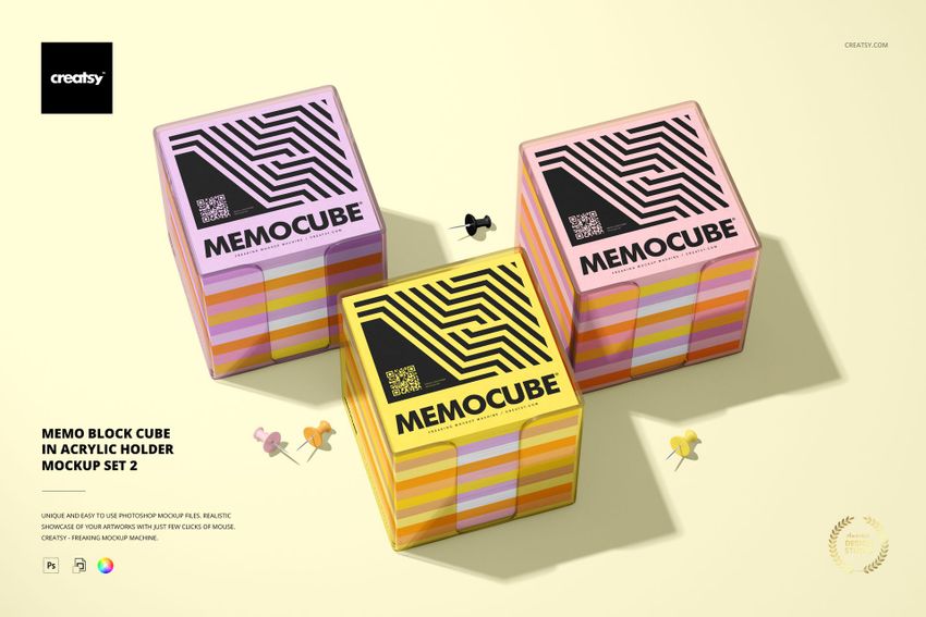 Memo Block Cube in Acrylic Holder Mockup Set 2 - mockup screenshot 1