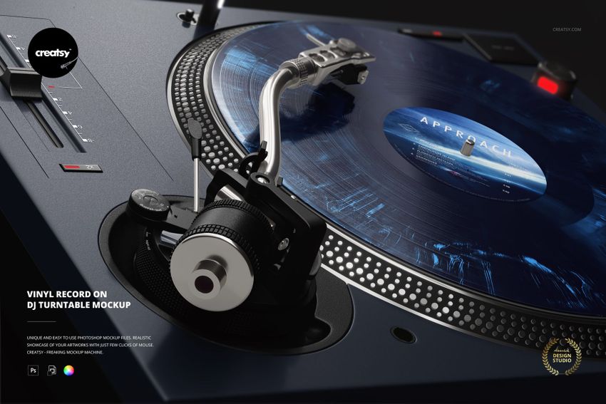 Vinyl Record on DJ Turntable Mockup - mockup screenshot 1